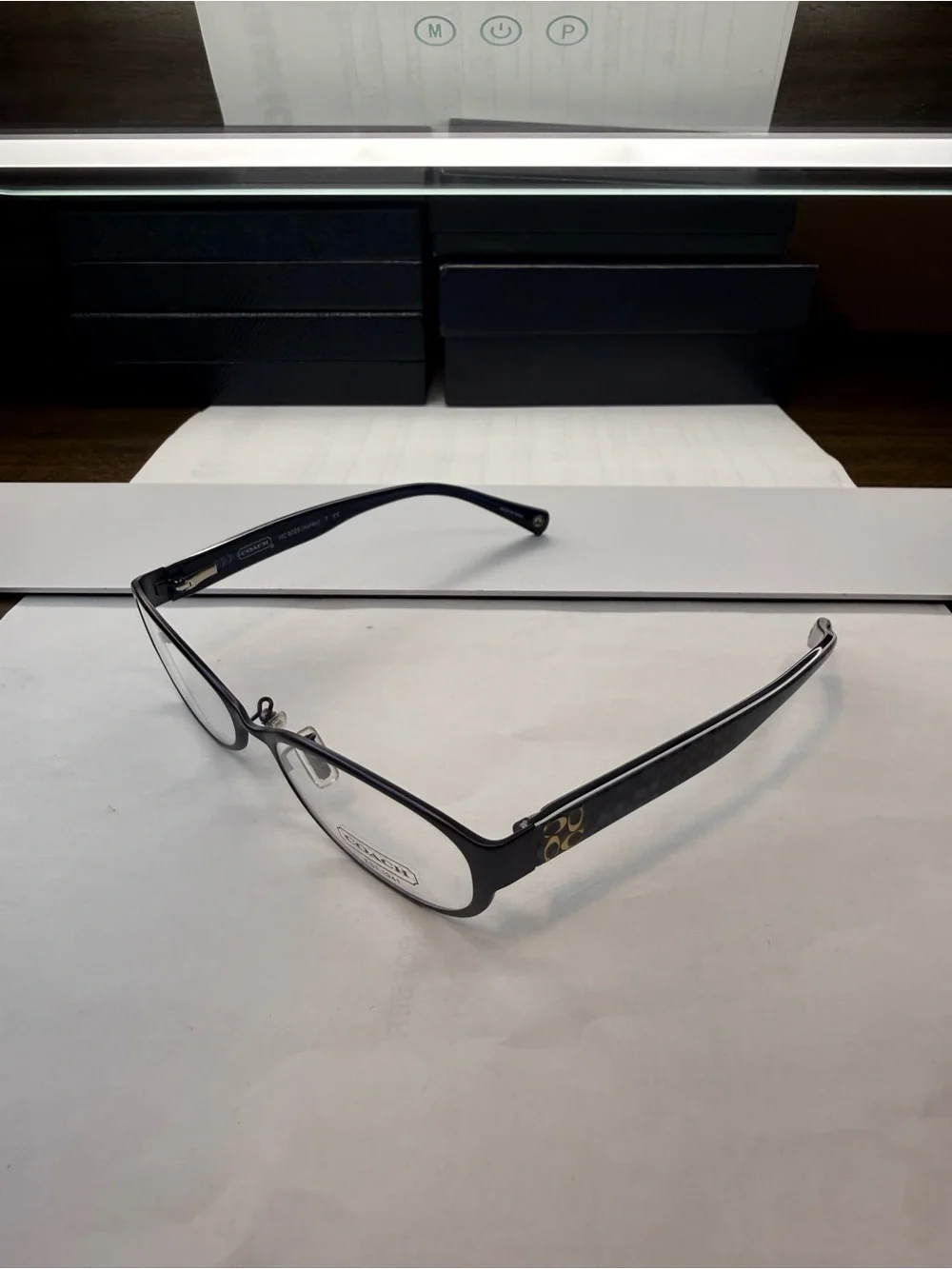 Brand New COACH Black Cat-Eye Eyeglasses with Signature Brown Monogram Case
